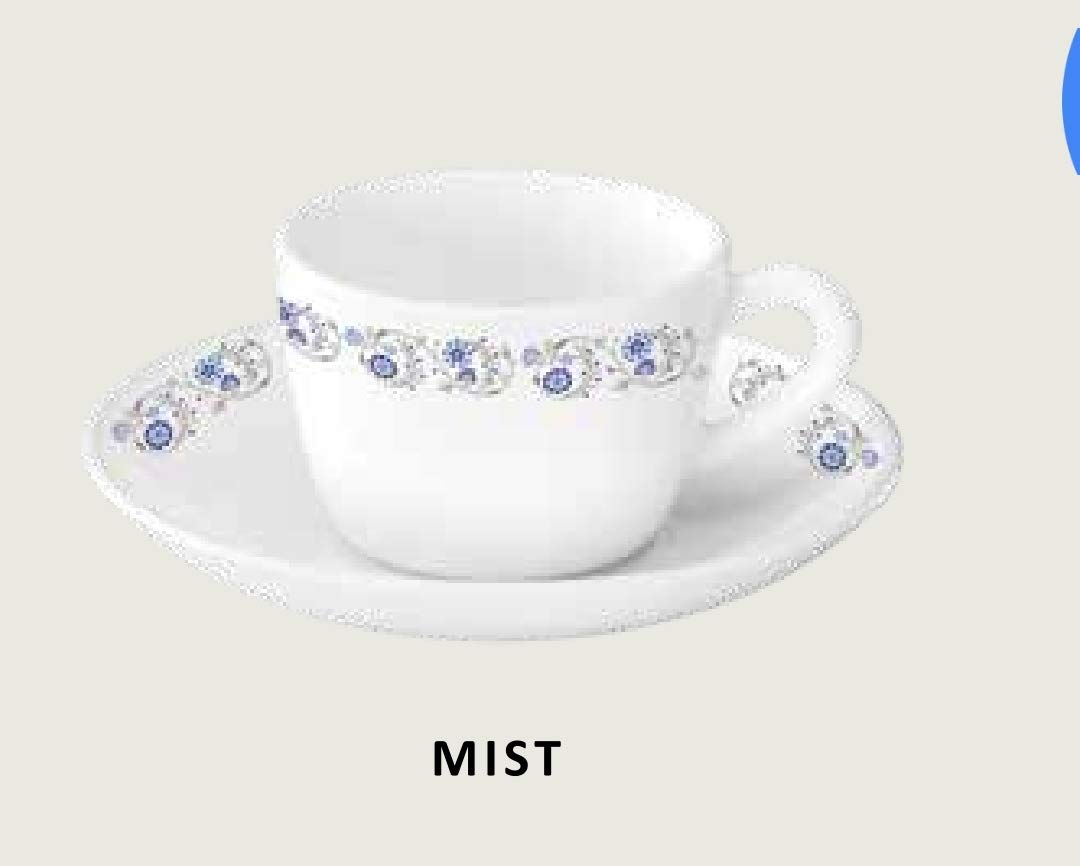 Buy Borosil Larah Mist Opalware Cup and Saucer (White) Set of 12