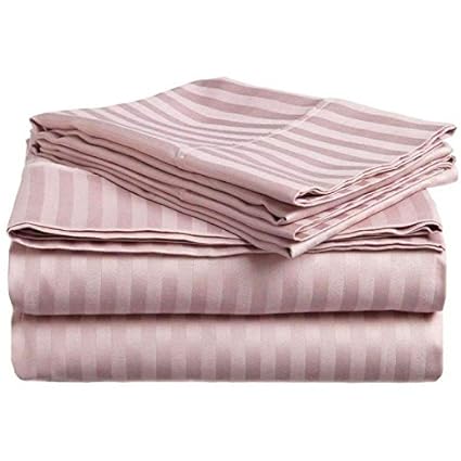 Stain Stripe Bed Sheet | Bed Sheet | Solid Color | High Thread Count Bed Sheet | Hospital and Hotel Bed Sheet | Stain Stripe Bed Sheet (Peach, 55 x 90)