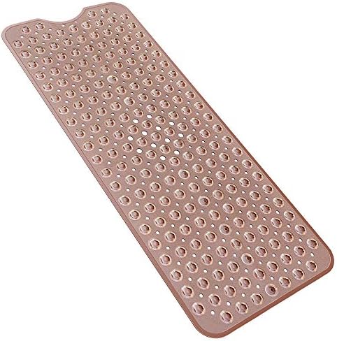 Bligli Extra Long Bathtub Mat with Strong Suckers Non Slip Bath Mat and Shower Mat for Bathroom Machine Washable 40 * 100cm(Brown)