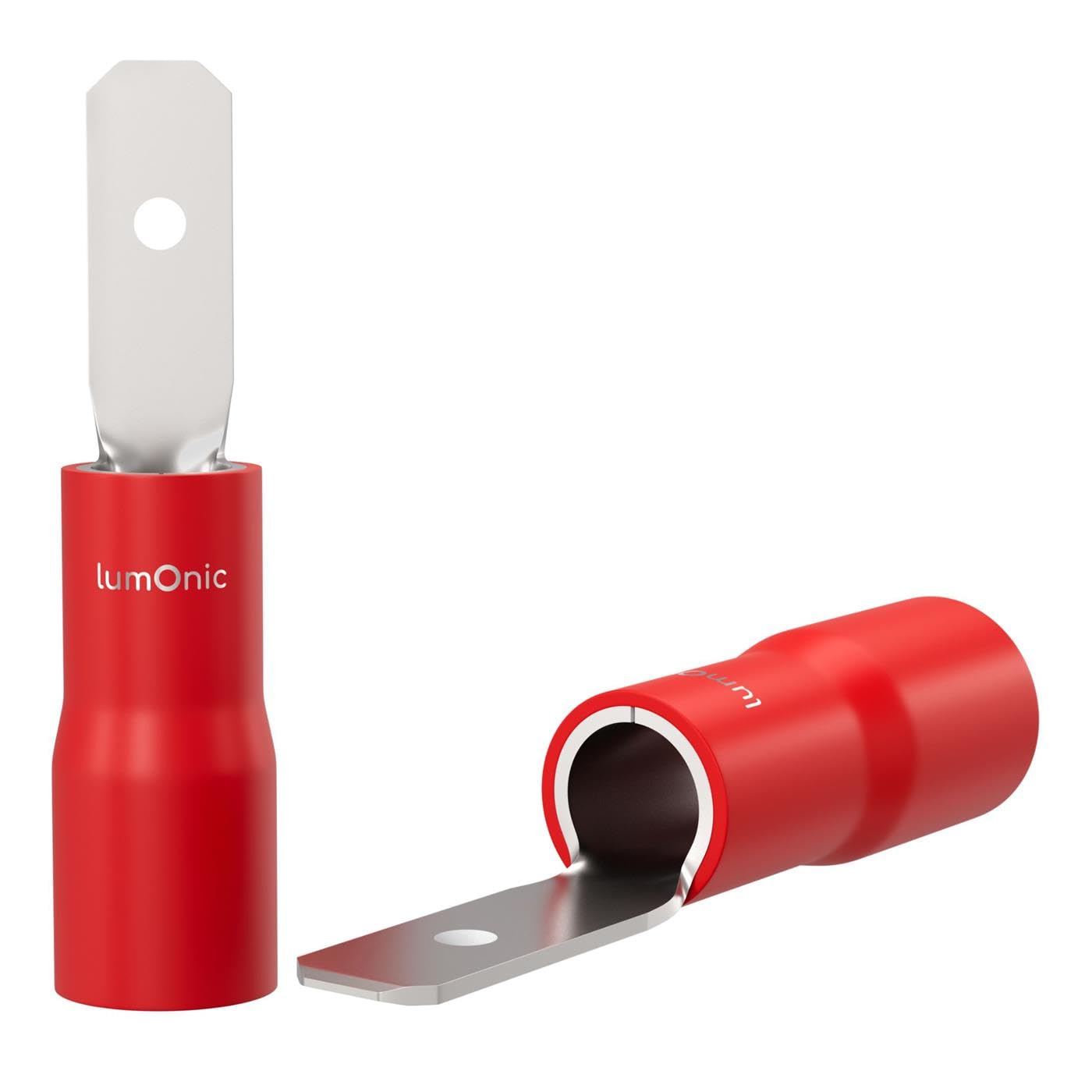 25x Flat Plug Partially Insulated 0,5-1,5mm² Plug-in Dimension 0,8x2,8mm Red Connectors Brass tinned