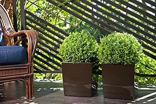 BJYX XXL Pflanzkübel Blumenkübel Pflanzgefäß 40x40x41 Weiß Glänzend Hochglanz Einsatz – Bild 4