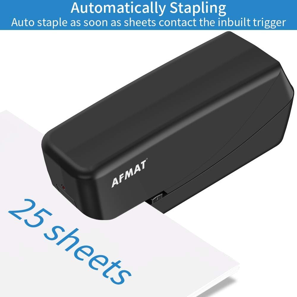 Electric Stapler, Heavy Duty Electric Stapler Desktop, 25 Sheets, Automatic Stapler for Desk, AC or Battery Stapler with Reload Reminder & Release Button, Black : Office Products