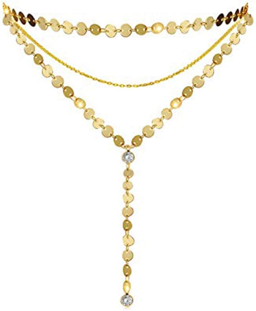 cyntan Layered Coin Choker Necklace Women Gold Tone