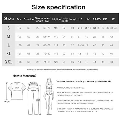 Matt-Viggo-Damen-Zweiteiliger-Leichter-Schlafanzug-Kurzarm-Gestreift-Rundausschnitt-Spitze-Hausanzug-Pyjama-Nachtwsche-Langarm-34-Lang-rmel-Top-und-Hose