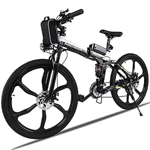 ANCHEER Electric Bike Electric Mountain Bike, 26 Inch Folding E-bike with Super Magnesium Alloy 6 Spokes Integrated…
