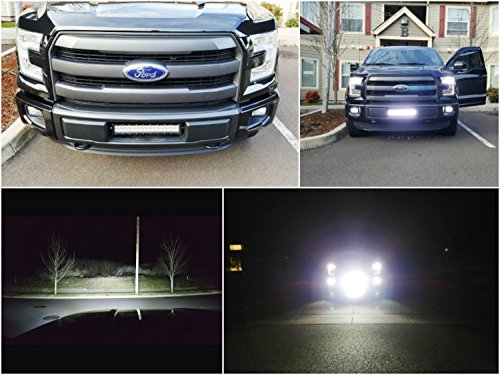 iJDMTOY Complete High Power LED Light Bar w/ Lower Bumper Insert Area Mounting Brackets and Wiring Switch For 2015-up Ford F-150 XLT, Lariat or Limited