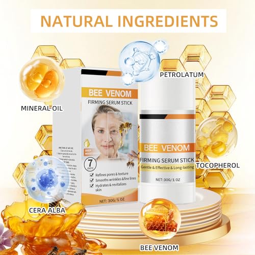 2PCS Bee Venom Firming Serum Stick, Anti-Ageing Facial Lifting Balm, Moisturising & Nourishing Skin Repair, Reduces Wrinkles & Sagging, Improves Skin Elasticity for Face Neck (30g)
