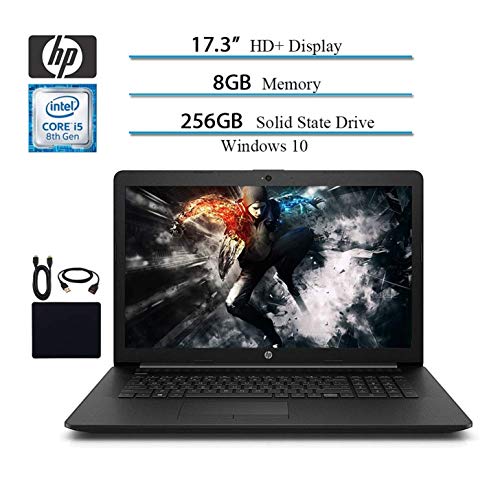 HP 17.3-inch HD+ WLED-Backlit Premium Business Laptop, Intel 8th Gen Quad-Core i5-8265U up to 3.9GHz, 8GB DDR4, 256GB PCI-e SSD, DVD, HDMI, WiFi, Bluetooth, Webcam, Windows 10 / Accessories Bundle