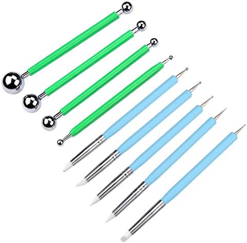 Meuxan 9 Piece Ball Styluses Dotting Tools, Clay Pottery Modeling Set, Rock Painting Brush Kit