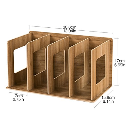 Fcoson Wooden Tabletop Organizer CD DVD Storage Shelves Book Display Shelf Stand Book Rack Wood Color