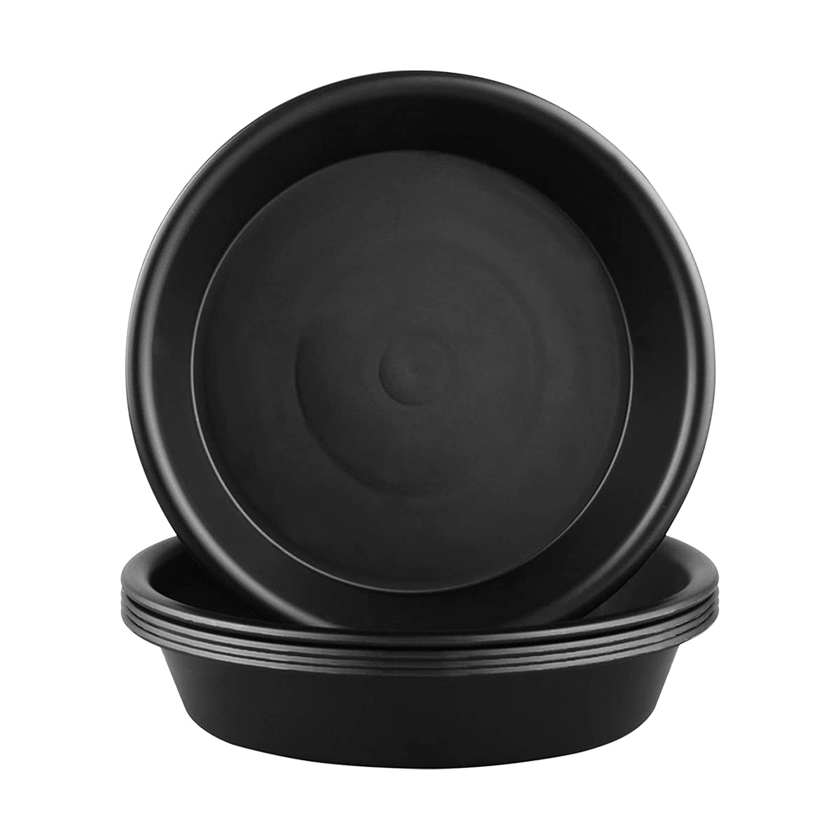 LIKOSO 5 Pcs Plants Saucers, Plastic Plant Pot Saucers Large, ​Flower Pot Drip Trays for Indoor and Outdoor Plants - Black,25 CM