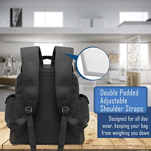 Jeep An American Tradition Rucksack Backpack Bag Leather Straps Black & White