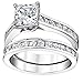 Sterling Silver Princess Cut Bridal Set Engagement Wedding Ring Bands With Cubic Zirconia