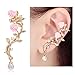 CIShop Pink Rose Zircon Ear cuff Earrings stud Punk Style Ear Wrap(Left ear)