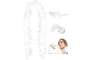 SHENYI 45g 2Yard Feather Boa with Body Glitter and Heart Sunglasses for Women and Teen Girls Bachelorette Party Halloween