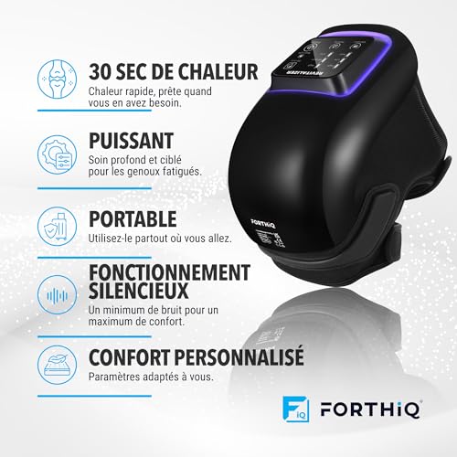 FORTHiQ Pro+ Knee Massage with Heat and Red Light, 6-in-1: Heat, Double Wavelength Red Light and Vibration - Wireless, Portable, Rechargeable, Memory Function, Adjustable Bands