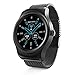 SMA-Round Smart Watch for Android Phones and iPhones,Smart Watches for Android Heart Rate Monitor,Remote Camera Band Fitness Tracker,Smart Watches for Men Women,Black-Steel Strap