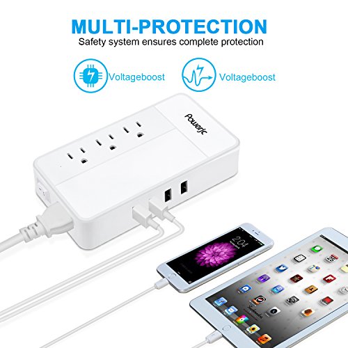 Travel Converter Adapter Universal Power Voltage 1875W Step Down 220V to 110V with 4 Smart USB Charging Ports Inner Cooling Design without Any Noise,Powerjc