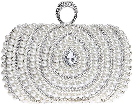 ZAMAC Womens Pearl Beaded Rhinestone Clutch Bag Elegant Designer Ladies Evening Bag