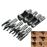 Ningmi HSS Wood Plug hole saw set Roundwood Wood Plug bits Tenon Drill Bit Cutter Shank Plug Cutter Assortment 8pcs