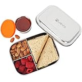 Inoxlife Stainless Steel Lunch Box for Kids with Leakproof Dips Condiment Stainless Container -3 Compartment Metal Bento Boxes-Healthy，Durable，all stainless