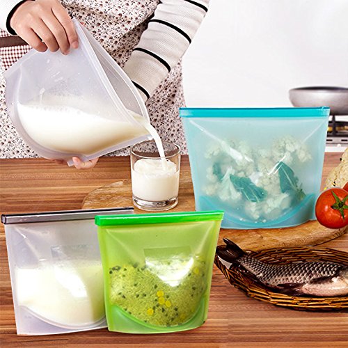 Hommate Reusable Food Bag Silicone Food Preservation Bag Airtight Seal Food Storage Versatile Cooking Bag Kitchen Cooking Utensil (4pcs)