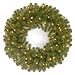 National Tree Company Pre-Lit Artificial Christmas Wreath, Green, North Valley Spruce, White Lights, Christmas Collection, 24 Inches
