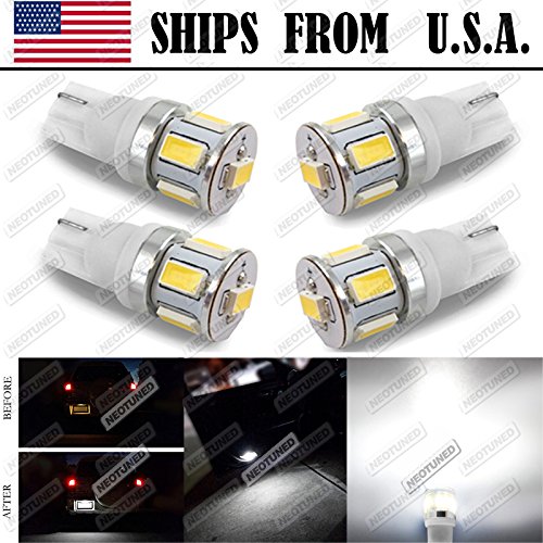 Neotuned 4x T10 White Super Bright LED Bulbs Wedge 6 5630SMD 192 168 194 2825 158