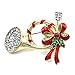 SoulBreezeCollection Christmas Pin Trumpet Horn Red Ribbon Mistletoe Brooch Winter Holiday