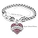 Godyce Dance Gifts Heart Bracelet for Women Girl Charm - Red Crystal Silver Jewelry