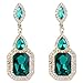 BriLove Women's Wedding Bridal Dangle Earrings Crystal Infinity Figure 8 Chandelier Jewelry Emerald Color