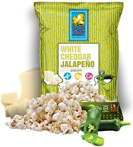 Pop Art Snacks Popcorn White Cheddar Jalapeno, 1 oz, 24 Pack