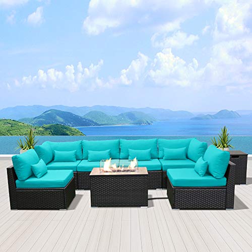 Modenzi Patio Furniture Outdoor Sectional with Propane Fire Pit Table