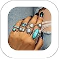 Amazon.com: Asphinien 8 Pcs Bohemian Joint Knuckle Rings Set Oval ...