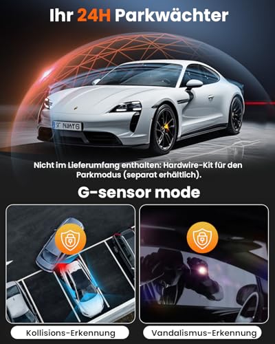 360° Dashcam Car, 4-Channel Wireless 2K Dashcam, 2K+1080P*3 Resolution, Built-in Wi-Fi & App, G-Sensor, 8 IR Night Vision LEDs, Includes 64GB SD Card