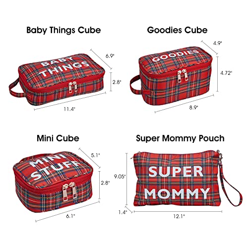 Printe Diaper Bag Organizing Bags Set of 4, Waterproof Packing Cubes, Diaper Bag Organizer