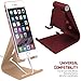 SourceTon 2 Packs Multi-Angle Adjustable Cell Phone Stand, Portable Sturdy Plastic Desk Stand Mount Fits All Smart Phones Charging with Anti-Slip Base and Convenient Charging Port, Fits mini Tablet