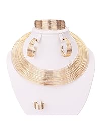 MOOCHI - Juego de joyería y collar de múltiples hebras chapados en oro, estilo africano