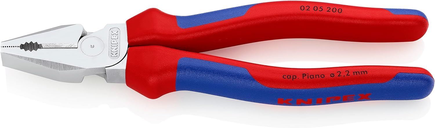 KNIPEX High Leverage Combination Pliers Chrome-Plated with Comfort Handles 200 mm, 02 05 200