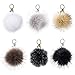 Auihiay 12 Pieces Faux Fox Fur Fluffy Pompoms Ball Include Lobster Clasp and Split Key Ring with Chain for DIY Keychains Hats Shoes Scarves Bag Charms (Dark Mix Colors)