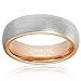 MNH Rings for Men Tungsten Rose Gold Plated 6mm Brushed Matte Finish Wedding Engagement Band