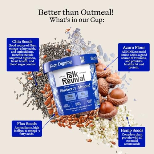 FOLK REVIVAL, CEREAL CUP GRAIN FREE BLUEBERRY ALMOND, 1.94 OUNCE