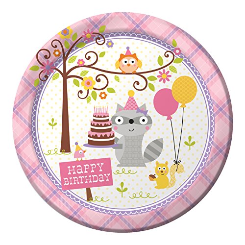 Creative Converting 8 Count Paper Dinner Plates, Happi Woodland Girl