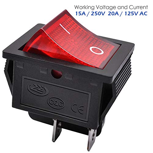 AutoEC On Off Illuminated Rocker Switch, 10Pcs AC 15A/250V 20A/125V 4 Pin Mini DPST Toggle Switch, Use for Car Auto Boat Household Appliances