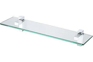 KES Tempered Glass Shelf 8mm-Thick Bathroom Shelf with 20 Inch Rectangular Glass Extended Wall Mount, Polished Chrome, BGS320