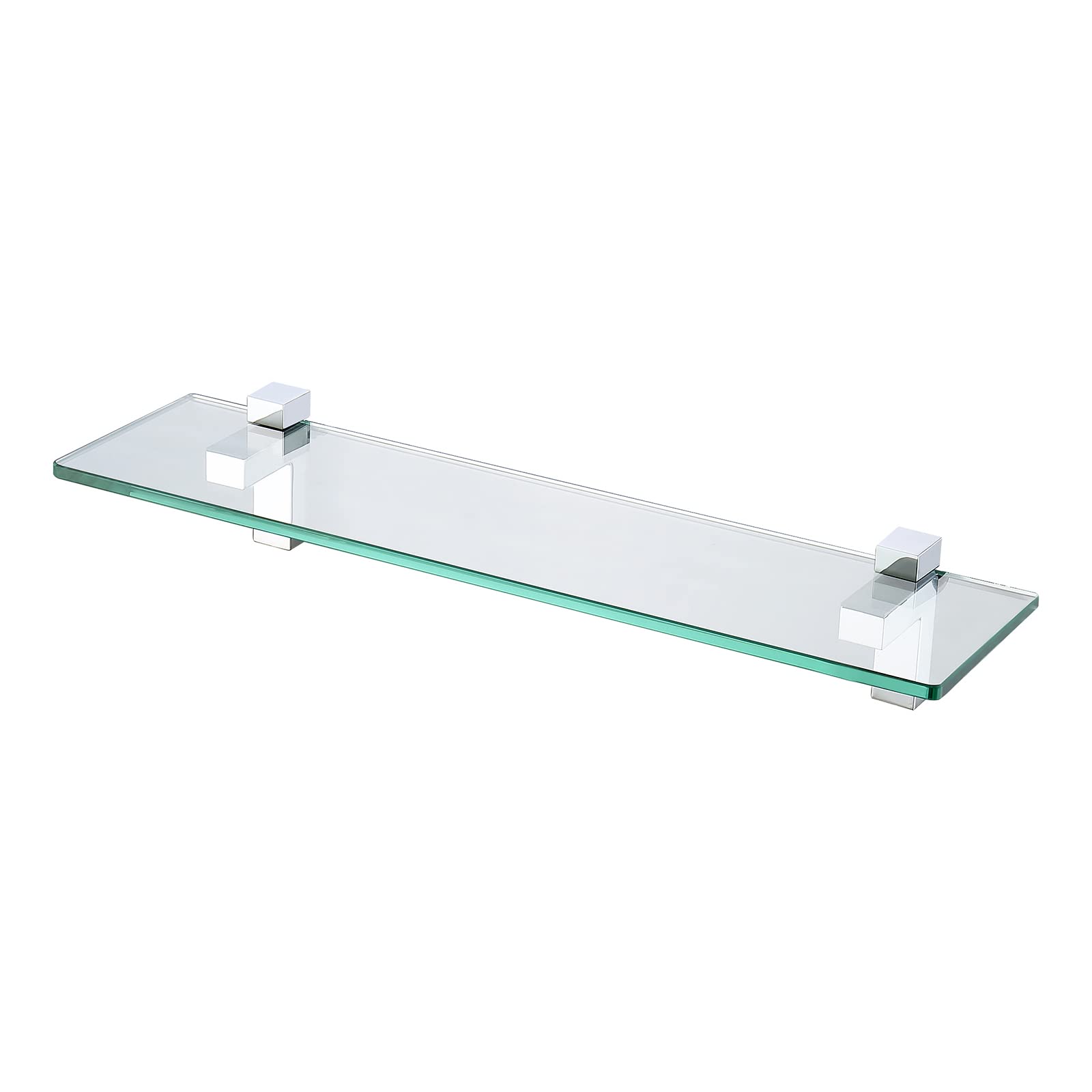 KES Glass Bathroom Shelf 50CM Shower Shelf 8MM Thick Square Tempered Glass with Polished Chrome Bracket Wall Mounted, BGS3201