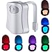 Motion Sensor Toilet Nightlight,PEMOTech Motion Activated LED Toilet Night Light with 2 Modes in 8 Color,Fit Any Toilet-Water-resistant Bathroom Night Lamp Easy Clean(Only Activates in Darkness)