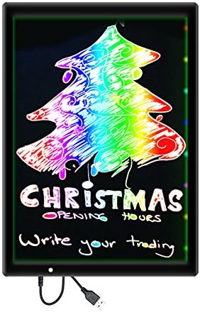 LED Drawing Board, Flashing Illuminated Glow Art and Message Board 2 In 1 with 28 Flashing Mode and Bracket Stand for Children's Christmas Gift