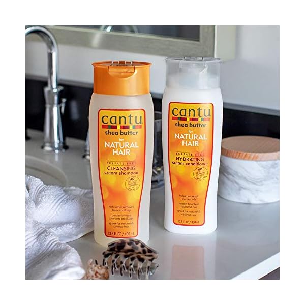 CANTU Shea Butter for Natural Hair Sulfate-Free Cleansing Cream Shampoo Cream shades 400 ml (Pack of 1) (packaging may…
