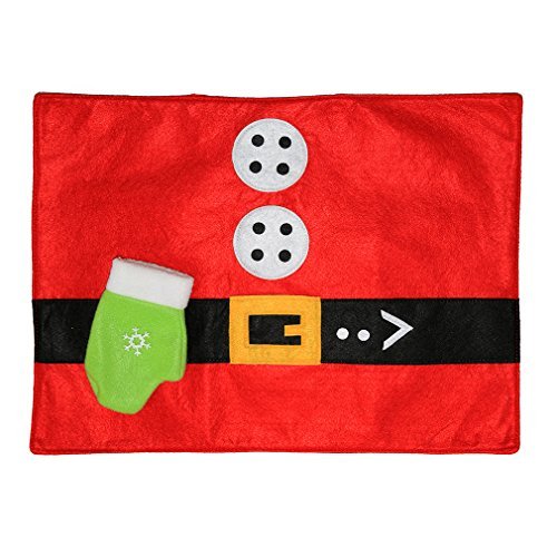 Placemats for Dining Table, Christmas Red Placement Nonwoven Cloth Mat for Table with Tableware Holder Bag